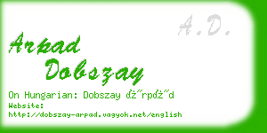 arpad dobszay business card